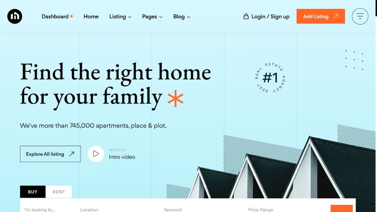 Real Estate Platform public homepage screenshot
